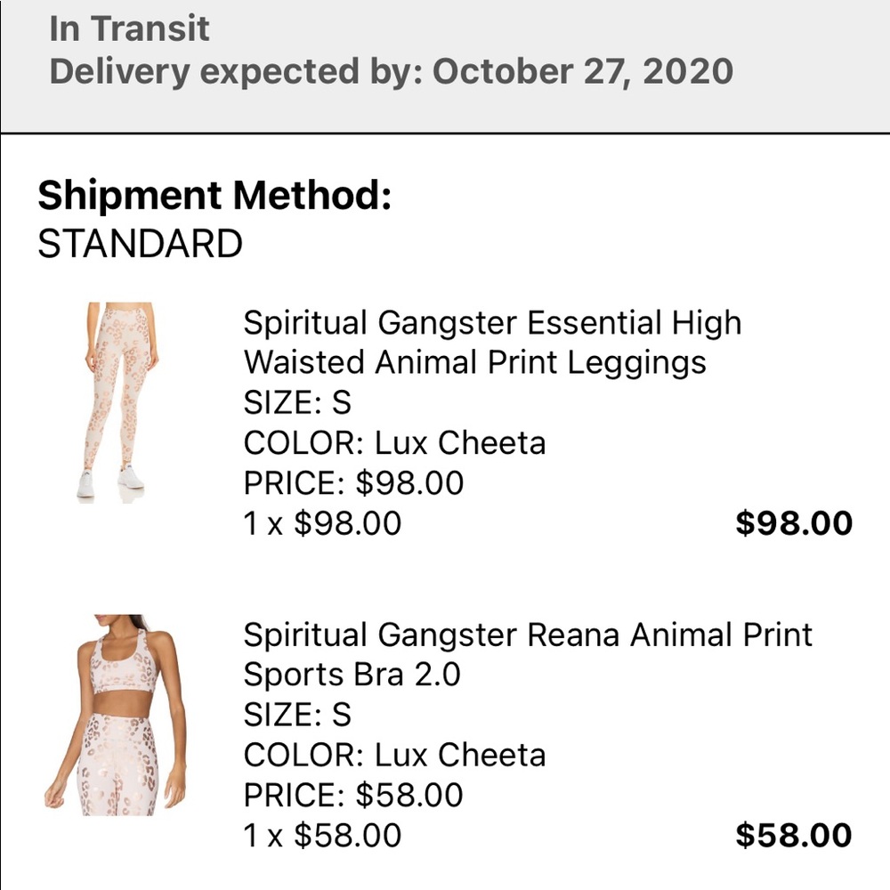 Spiritual gangster workout set sz S- BRA INCLUDED